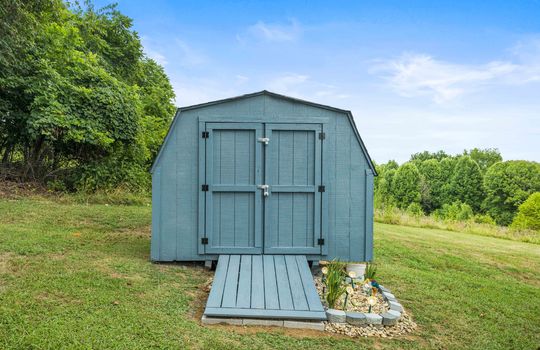 outbuilding, storage shed, ramp, landscaping