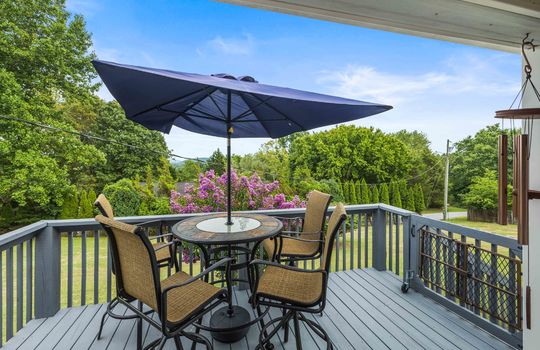 back deck, back yard, trees