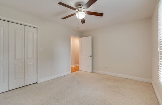 third bedroom, closet, carpet, ceiling fan