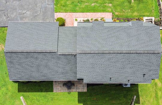 Aerial view, roof, patio