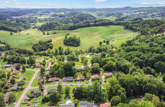 aerial view of neighborhood, mountains