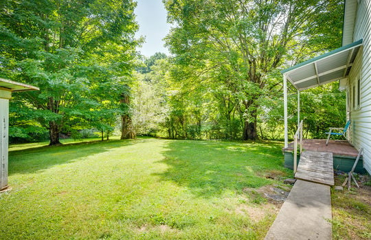 back porch, back yard, trees