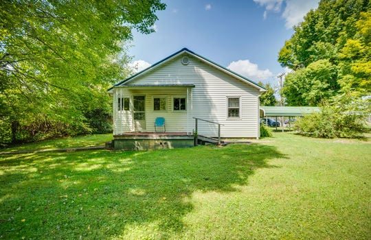 back of home, cottage, back porch, back yard, exterior entry