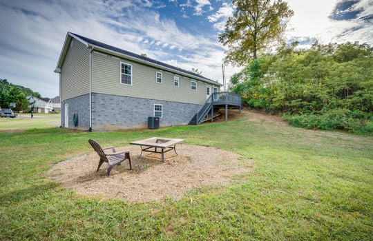 back yard, back of home, vinyl siding, back deck