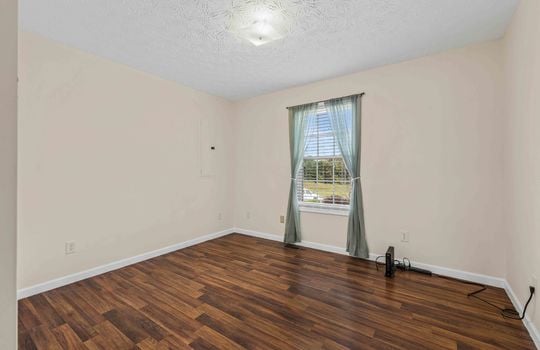 bedroom, laminate flooring, window