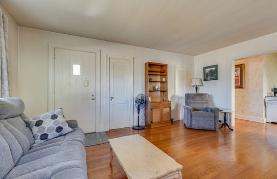 living room, hardwood flooring, front door