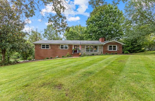 brick ranch, front yard, trees, landscaping