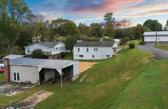 house, back of home, back yard, carport, cottage, trees, neighboring homes