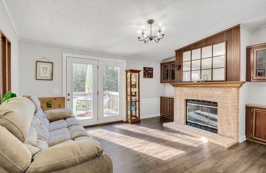 living room, fireplace