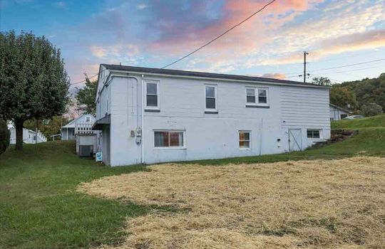 back of home, back yard, lower level entrance