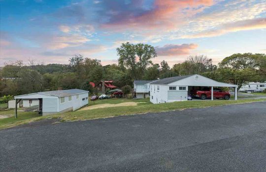 side view of home from road, carport, garage