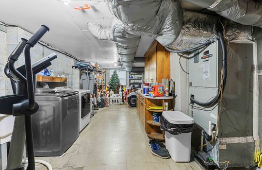 lower level laundry area, storage