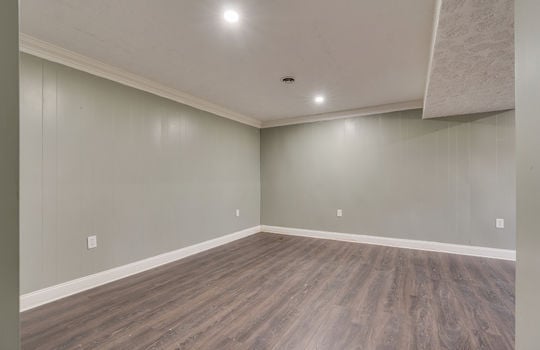 lower level living area, recessed lighting