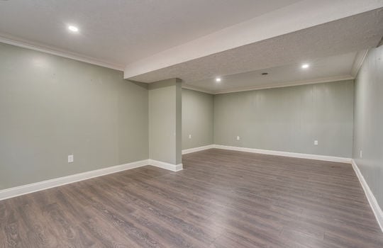 lower level living area, recessed lighting