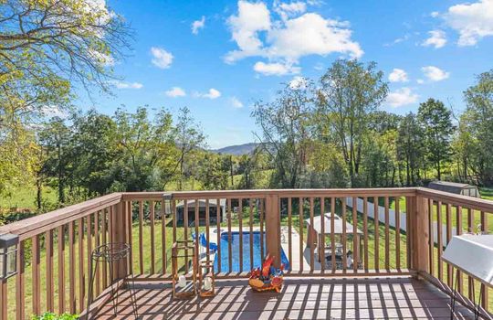 back deck, railing, back yard, mountain views