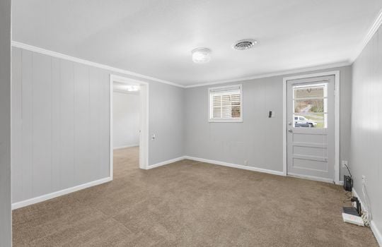 living room, carpet, front door