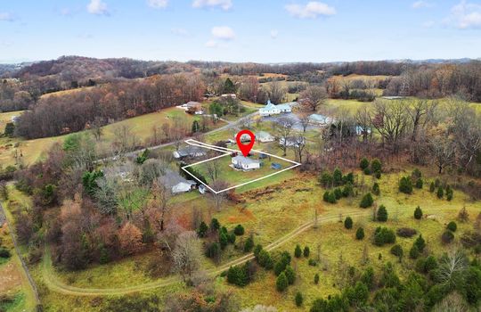 aerial photo, neighborhood, property outline, property marker, trees, mountain views