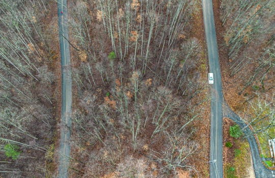 0.67 +/- acres of land, road, trees, aerial photo