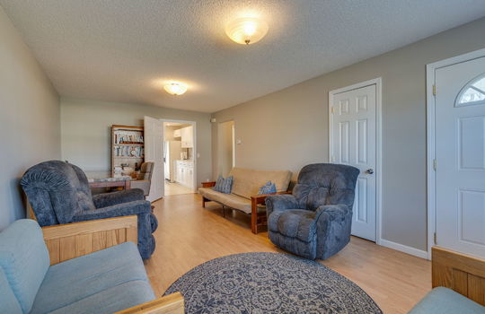 waiting area, reception area, exterior door, laminate flooring