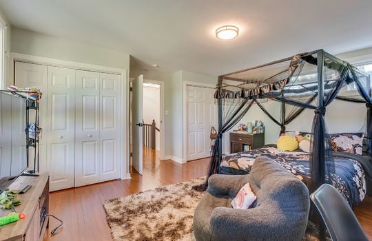 bedroom, double closets, hardwood flooring