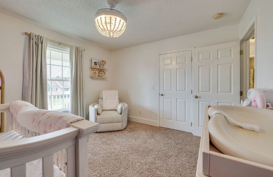 bedroom, carpet, light fixture, closet, window