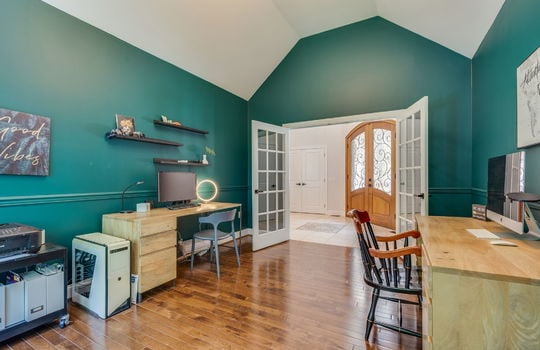 office, french doors, hardwood flooring