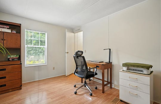 bedroom, laminate flooring, window
