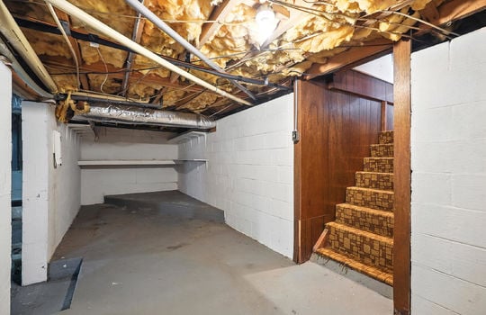basement, storage, interior stairs