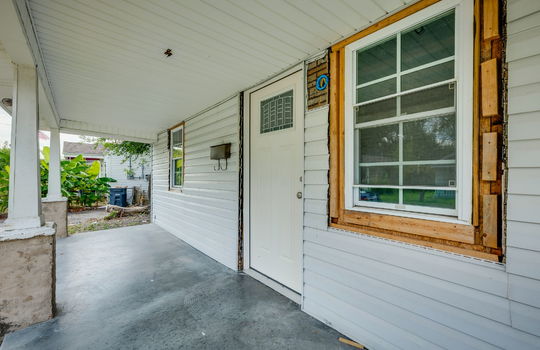 front porch, concrete porch, new windows, front door