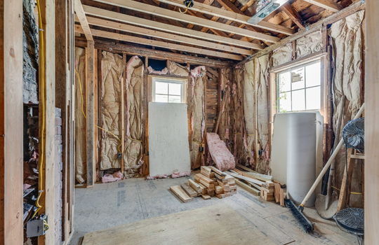 room, wood framing for walls and ceilng, windows