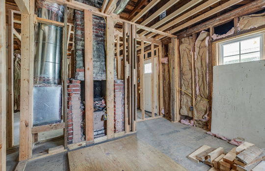 wood framing for walls and ceiling,