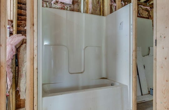 bathroom, wood framing walls/ceiling, subfloor, shower/tub insert