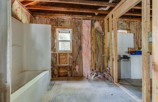 second bathroom, room, wood framing for walls/ceiling, windows, subflooring