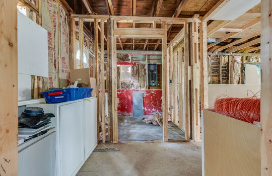 kitchen, room, wood framing for walls/ceiling, windows, subflooring