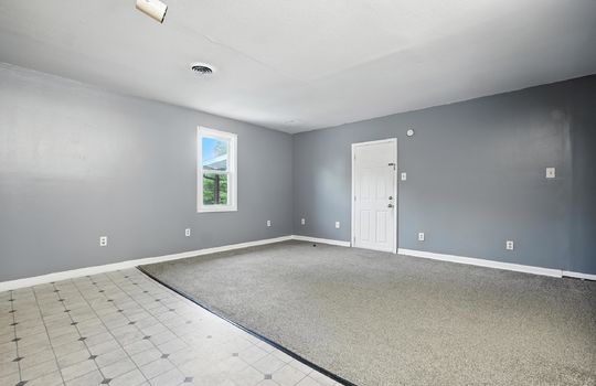 living room, exterior door, carpet window