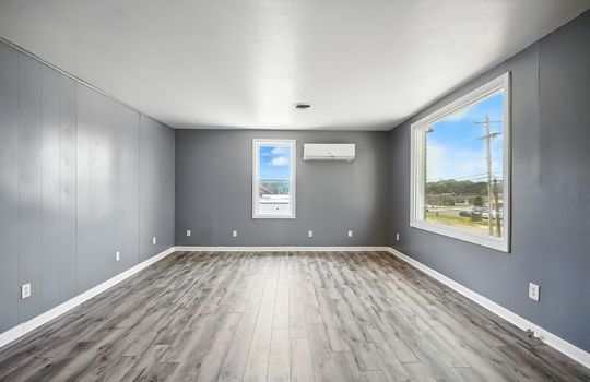 living room, luxury vinyl flooring, windows, picture window