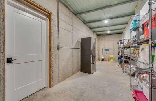basement storage, concrete flooring