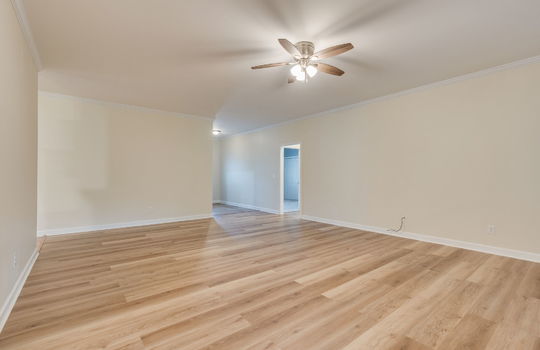 living room, ceiling fan, hardwood flooring