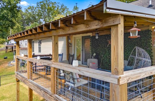 covered back deck, wood deck, exterior door