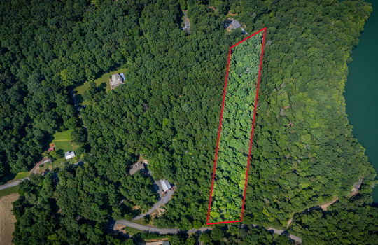 Aerial Photo, Land For Sale, Boone Lake, Wooded parcel, 3.11+/- acres, property outline