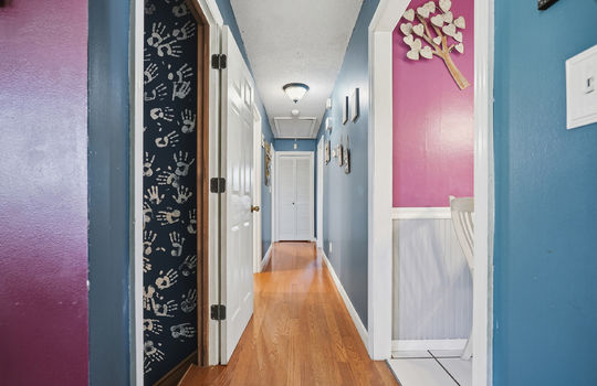 hallway, hardwood flooring, hall closet