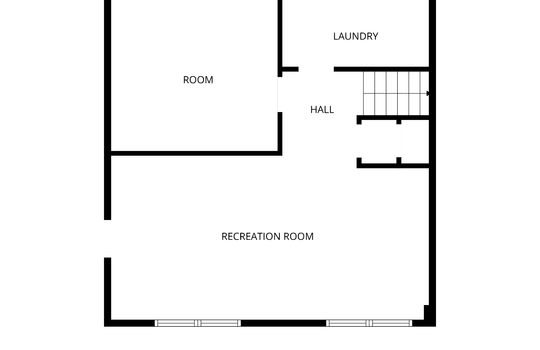 lower level floorplan, room, recreation room, laundry, hallway, stairs