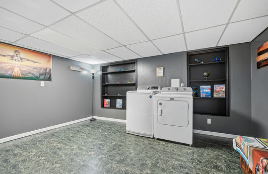 laundry room, tile flooring, ceiling tiles