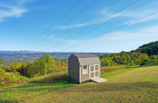 back yard, shed, mountain views