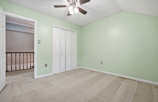 upper level bedroom, closet, ceiling fan, carpet