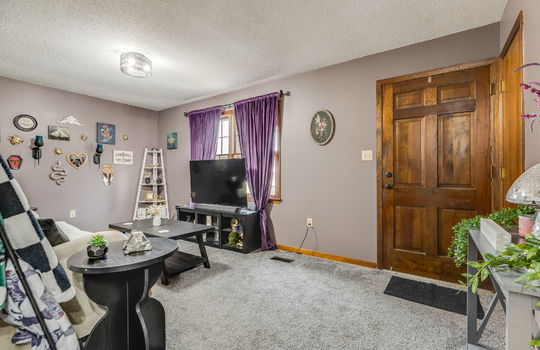 living room, closet, front door, windows, carpet