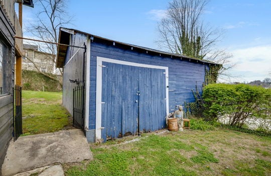 storage shed, back yard