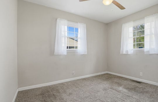 bedroom, carpet, windows, ceiling fan