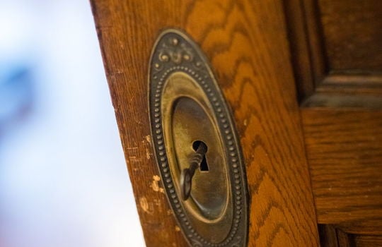 key in door, wood door