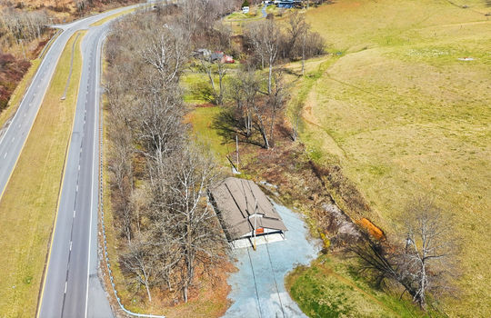 barn, land, trees, highway